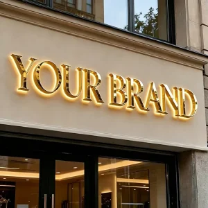 Custom Brand Logo Backlit Sign 3D Mirror Gold Polished Channel Letters Signage Outdoor Business Shop Storefront LED Signboard