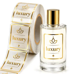Custom Brand Logo Stickers Cosmetic Perfume Clear Roll Packaging Labels Transparent Vinyl Gold Foil Bottle Label Sticker