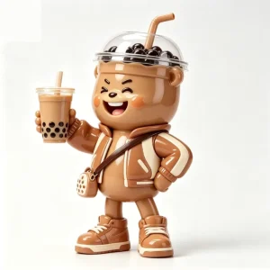 Custom Bubble Tea Bear Art Figurine PVC ABS Cartoon Character Statue Factory OEM Custom Figurine