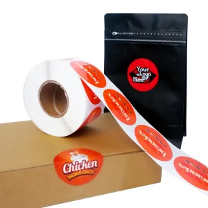 Custom Business Brand Logo Adhesive Food Labels Waterproof Vinyl Sealing Round Paper Packaging Labels Roll Custom Stickers Roll