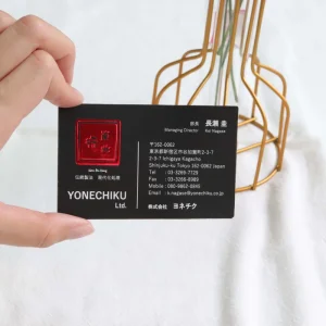 Custom Business Card Embossed Logo Black Matte Paper Printed Name Card Metallic Gold Foil Cards