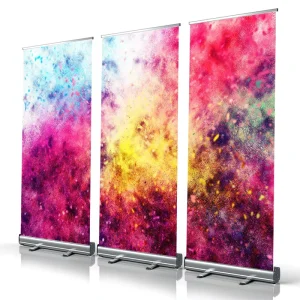 Custom Business Vertical Flyers with Retractable Aluminum Banners Stand Portable Feature for Effective Advertising