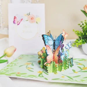 Custom Butterfly 3D Pop Europe Thanksgiving Gift Greeting Card Handmade Paper Offset Printing Matte Varnishing Modern