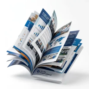 Custom CMYK Offset Printing Softcover Corporate Profile Brochure Color Shape Paperboard Business Catalog Design Service