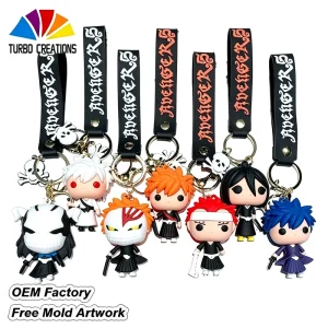 Custom Cartoon Figure Pendant Custom Light Keychain Soft Rubber Anime