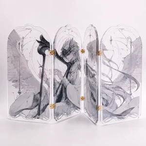 Custom Cartoon-Patterned Acrylic Durable Hinged Folding Screen Standees for Home Decoration