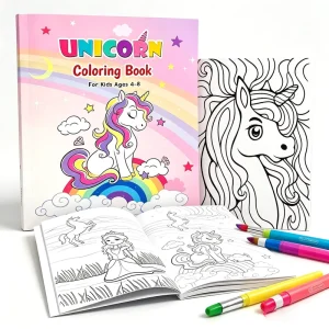 Custom Children Unicorn Cozy Coloring Book Kids Magic Creative Color Drawing Colouring Painting Activity Book Printing