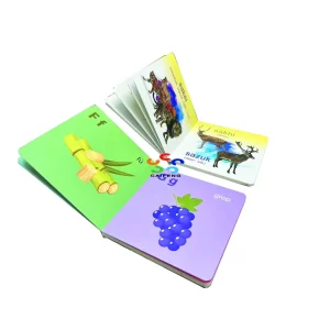 Custom Children’s Alphabet Learning Cards Book Gold Foil Stamping Embossing Offset Printing on Coated Paper Hard Cover