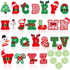 Custom Christmas Alphabet Letter Embroidered Patches Iron on Sew on Santa Applique Badges for Jackets Totes Hats Gifts
