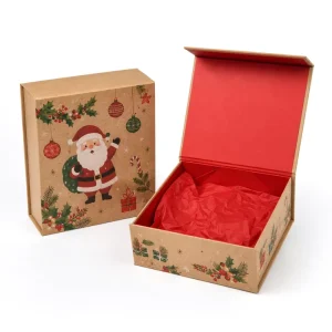 Custom Christmas Magnetic Gift Box Foldable Rigid Board With Hot Stamping Logo For Candy Packaging