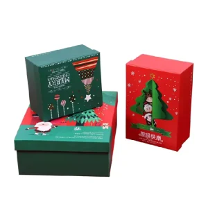 Custom Christmas Red Small Cardboard Gift Packaging Box with Logo, Factory