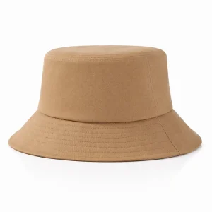 Custom Classic Sporty Cotton Canvas Argyle Bucket Hat Solid Tan Camel Sun Protection Wide Brim Summer Beach Fishing