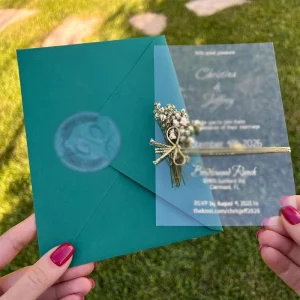 Custom Clear Acrylic Personalized Wedding Invitations Minimalist Nature-Inspired Design UV Varnishing Elegant Modern Bridal