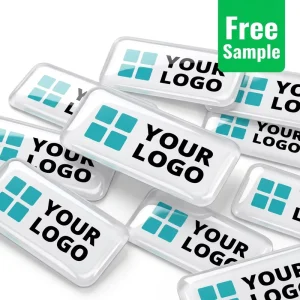 Custom Clear Epoxy Dome Sticker 3D Glossy Domed Resin Rectangle Logo Label Free Sample OEM