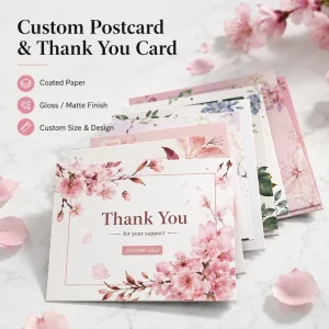 Custom Coated Paper Postcards Thank You Cards Labels Stickers Gloss Matte Finish Custom Logo Packaging Insert Cards
