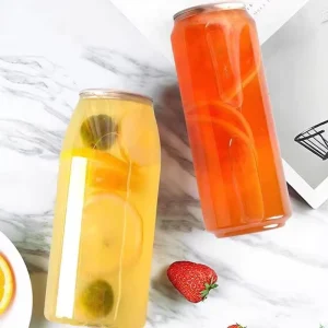 Custom Color and Logo Print Cold Press PET Cans Plastic Juice Bottle