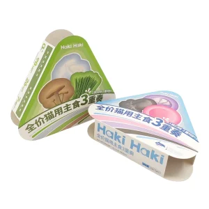 Custom Colored Triangle Shape Cardboard Eco-Friendly Recycled Materials Food Packaging Folders Pet Treat Snack Gift