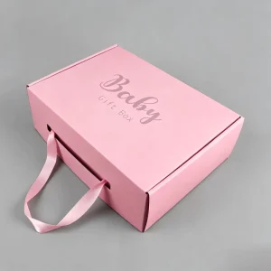 Custom Corrugated Reusable Gift Packaging Boxes with Matt Lamination Personalized Design Handle & Adhesive Tear Strip