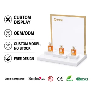 Custom Cosmetic Acrylic Display Stand 3 Deck Clear for Beauty Store Tabletop Private Label