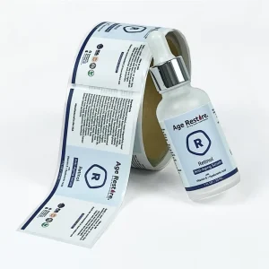 Custom Cosmetic Brand Label Design Logo Glossy PET Vinyl Sticker Printing Packaging Labels for Skincare Products