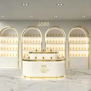 Custom Cosmetic Kiosk Perfume Display Fixtures Luxury Beauty Retail Shopfitting for Shopping Mall Beauty Stores Interior Design