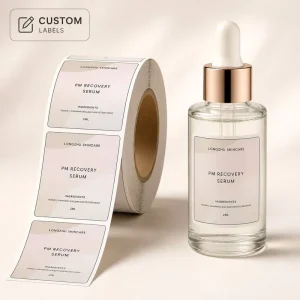 Custom Cosmetic Perfume Bottle Labels Matte White Paper Black Border Printing