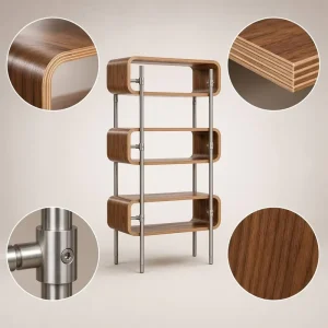 Custom Curved Solid Wood Multi Tier Display Rack Retail Commercial Store Storage Cabinet
