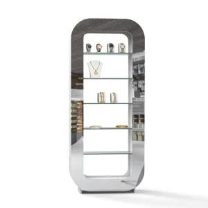 Custom Curved Wrist Watch Luxury Display Stand Floor Bracelet Stand Display Jewelry Display Stand for Shop with Glass Shelves