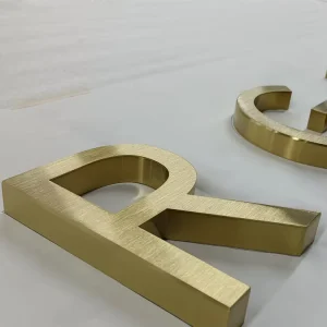 Custom Cut Metal Brushed Stainless Steel Gold Letters Business Signs Office Wall 3D Logo Sign
