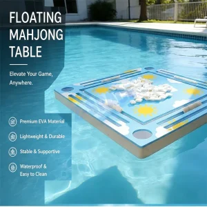 Custom Cyan Pool Mahjongg Table UV Printing Floating Foam Game Table