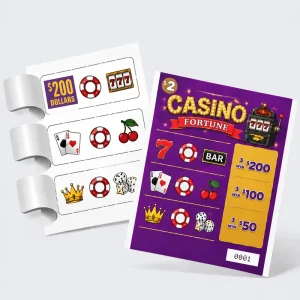 Custom Data Printing Casino Theme Fancy Offset Three Windows Pull Tab Tickets Instant Prize Break Open Card