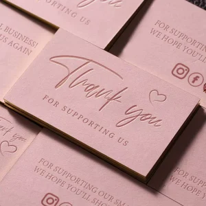 Custom Debossed Logo Printing and Personalized Thank You Cards for Small Business