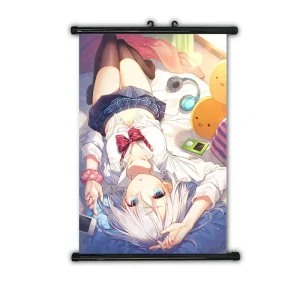 Custom Design Anime Fabric Wall Scrolls Poster Full Color Printing Hanging Scroll Banner with Plastic Rod for Decoration