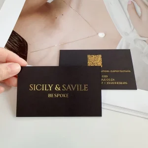 Custom Design Black Art Cardboard Paper Business Card with Gold Foil logo Double Sides Executive Gold Business Name Card