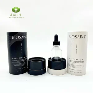 Custom Design Cardboard Essential Oil Serum Paper Tube Packaging Tubes Paper Can Packaging for Glass Dropper Bottle