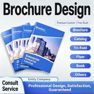 Custom Design Corporate Brochure Advertising Leaflet Flyer Single Sheet Tri-Fold Pamphlet Print Fancy Paper A4 Digital Printing