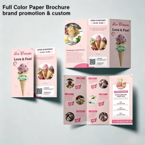 Custom Design Double Side Full Color Printed Folding Brochure Leaflet for Cosmetic Beauty Brand Advertising Promotion Booklet