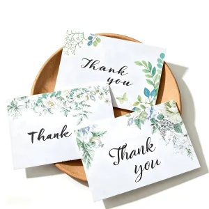 Custom Design Floral Thank You Greeting Cards Heavy Weight Cardstock Custom Logo and Size Celebration Affirmation Cards