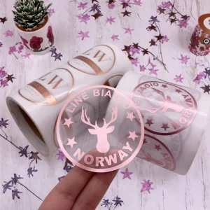 Custom Design Holographic Heat Sensitive Transparent Vinyl Irregular Waterproof Cosmetic Decal Sticker Roll Label Company Brand