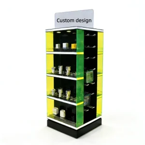 Custom Design LED Lighted Acrylic Display Stand Multi-layer Floor-standing Retail Display Rack for Electronic Accessories