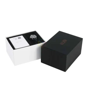 Custom Design Luxury Gift Packaging Rigid Paper Cardboard Storage Strap Display Dark Watch Box with Sleeve for Smart Watch