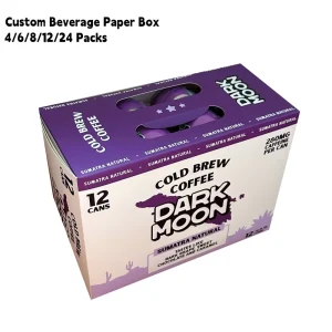 Custom Design Print 12 Packs 355ml 473ml Standard Sleek Cans Packed Beverage Packaging Retail Paper Box with Durable Handle