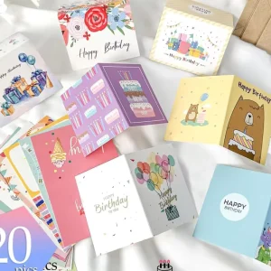 Custom Design Print Small Mixed Design Happy Cute and Exquisite Birthday Gift Greeting Card Message with Envelopes
