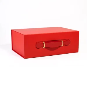 Custom Design Shape Type Rigid Packaging Magnetic Gift Box Large Cardboard Red Luxury Gift Boxes With Handle Magnetic Lid