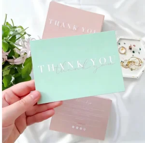 Custom Designed Greeting Cards for Customer Appreciation Embossed Finish Digital Printing Logo Coated Paper