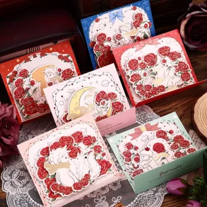 Custom Die Cut Greeting Card Flower Card Set Bronzing Envelope and Hot Stamped Design Custom Greeting Cards With Envelopes