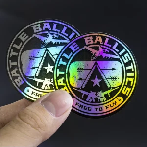 Custom Die-Cut Hologram Self-Adhesive Logo Sticker, Waterproof Vinyl, Gold Foil