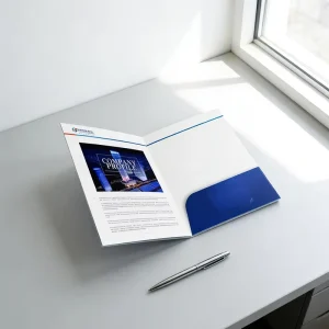 Custom Die-Cut Pocket Folder Envelope Business Card Slot for Corporate Marketing Offset Printing Coated Art Paper