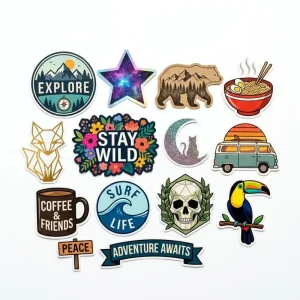 Custom Die Cut Stickers Waterproof Vinyl CMYK Logo Printing Durable Adhesive Label Branding Business Laptop Car Bumper