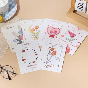 Custom Die cut Floral Pop up Greeting Cards Scalloped Watercolor Design with Love Happiness Rose for Wedding Valentine Gift